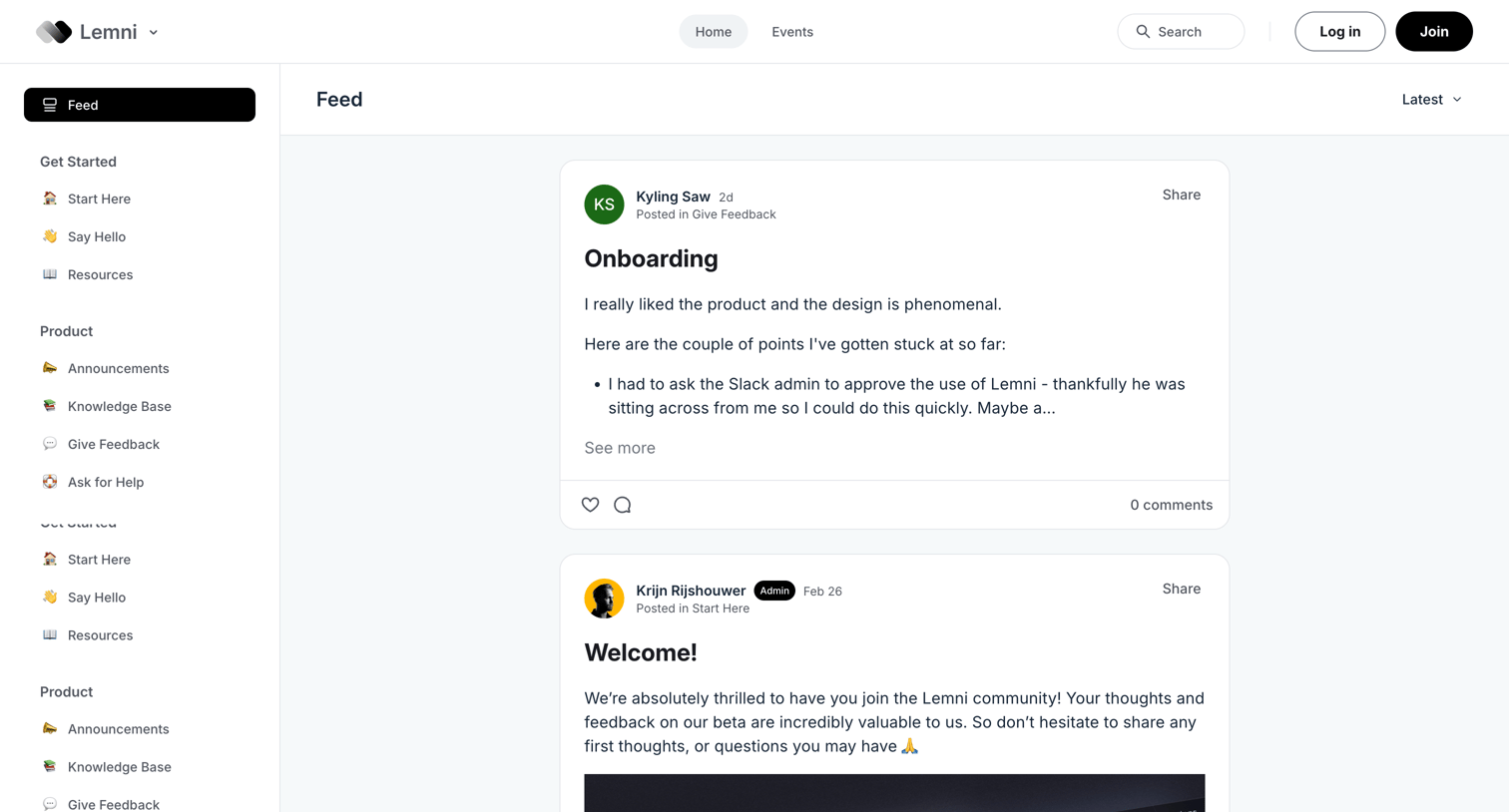 Lemni - Feed | Lemni screen