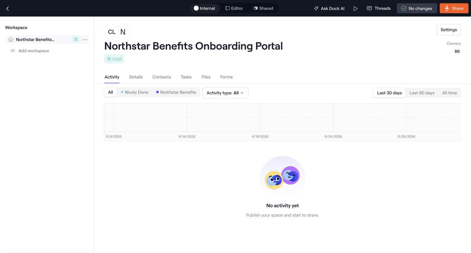 Dock - Internal · Northstar Benefits Onboarding Portal screen