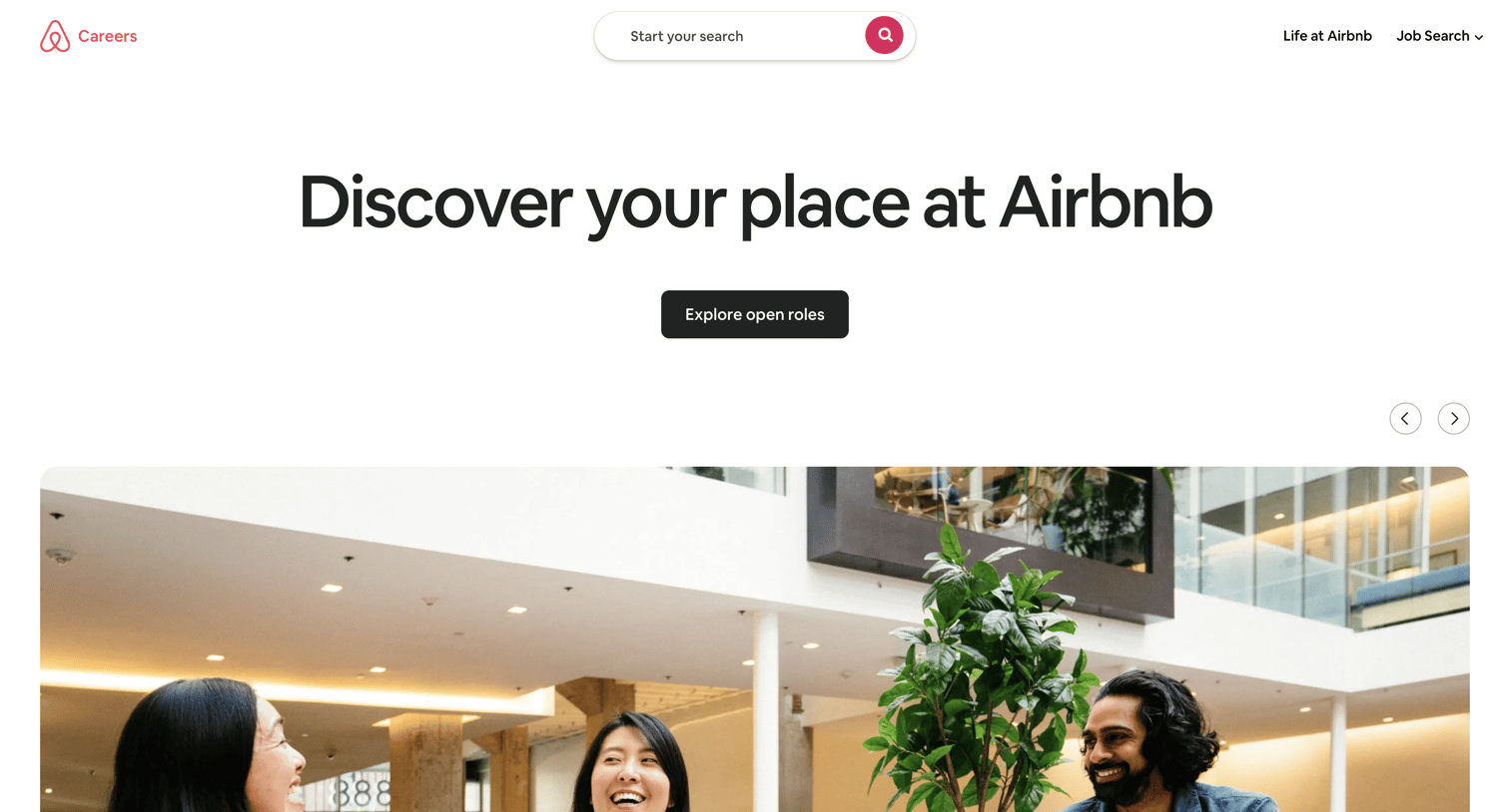 Airbnb - Home - Careers at Airbnb screen