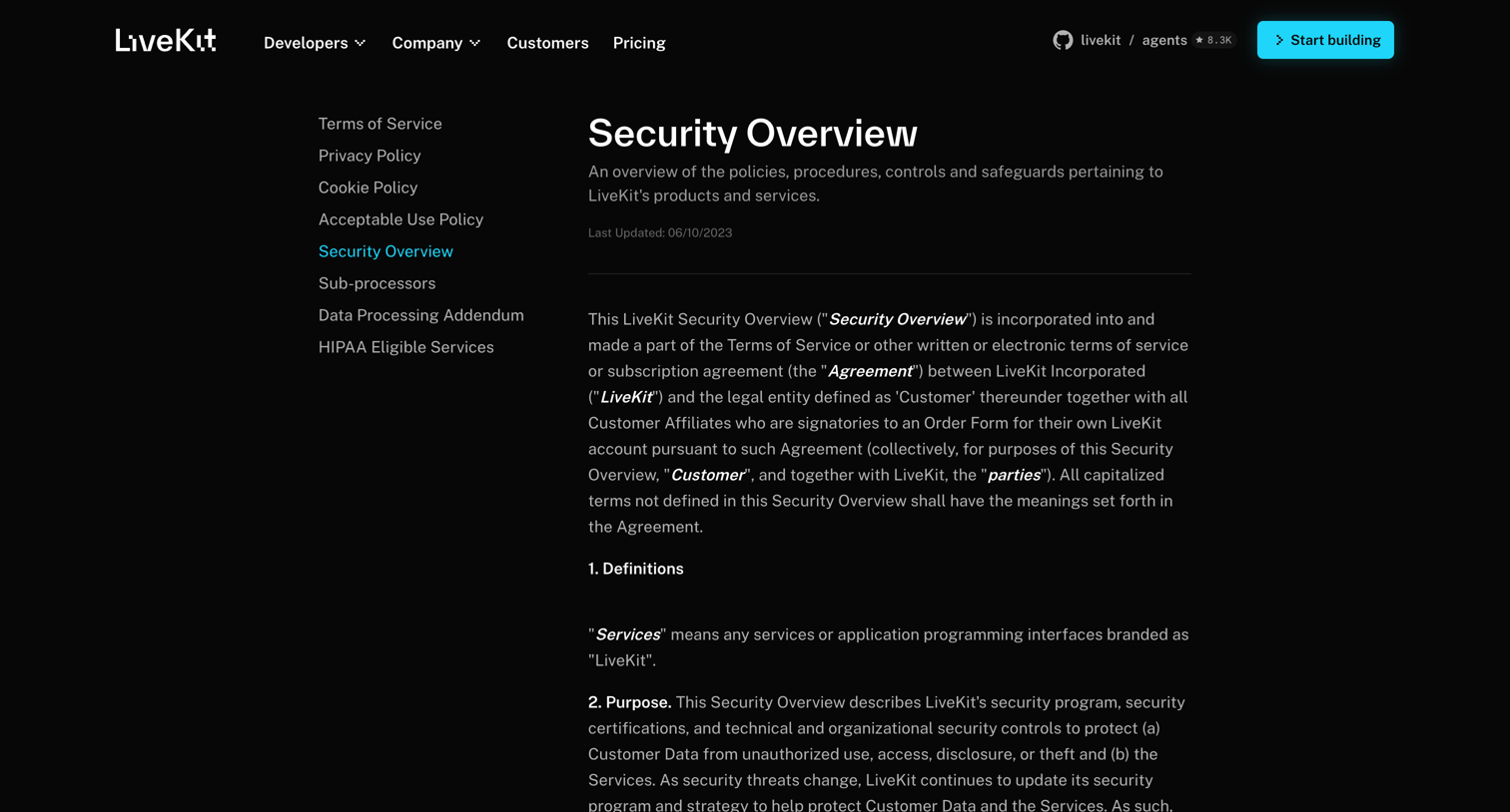 Livekit - Security Overview  LiveKit screen