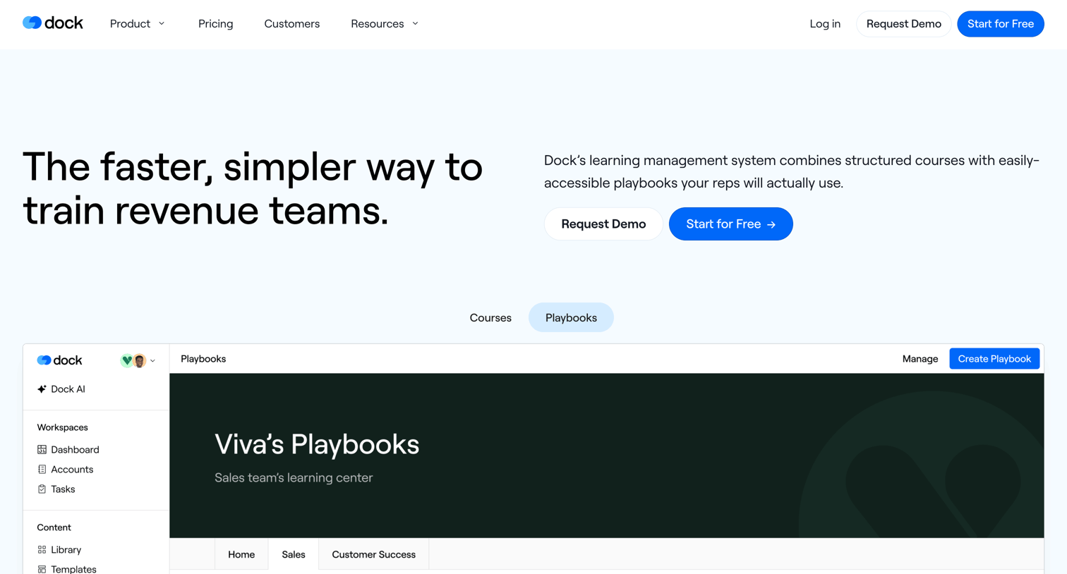 Dock - LMS for Sales Training & Enablement | Dock screen