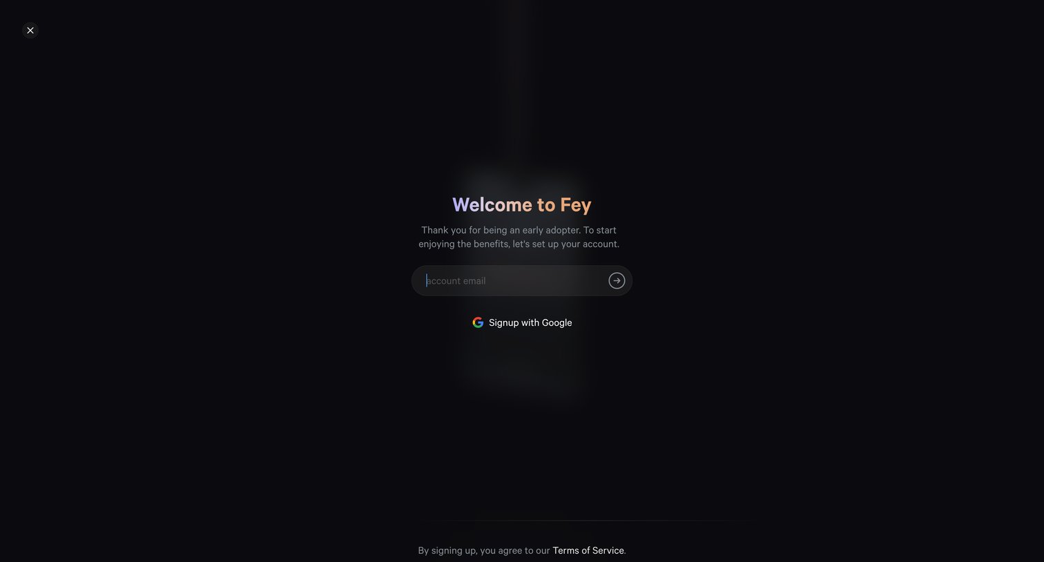 Fey - Signup screen