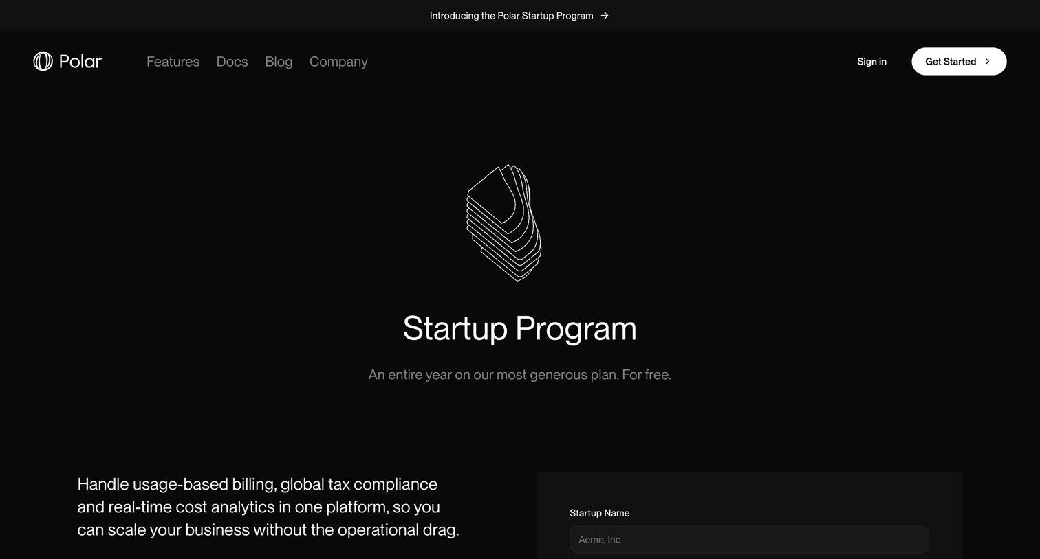 Polar - Polar Startup Program | Polar screen
