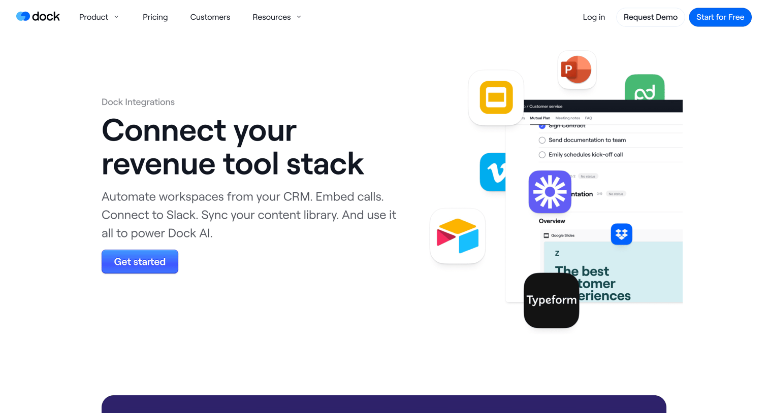 Dock - Dock Integrations | Connect your CRM, Slack, Gong, and more screen