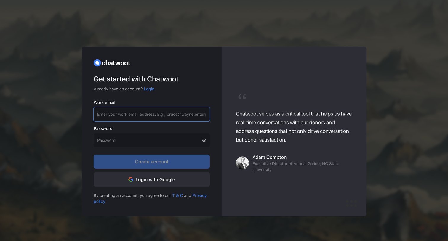 Chatwoot screen