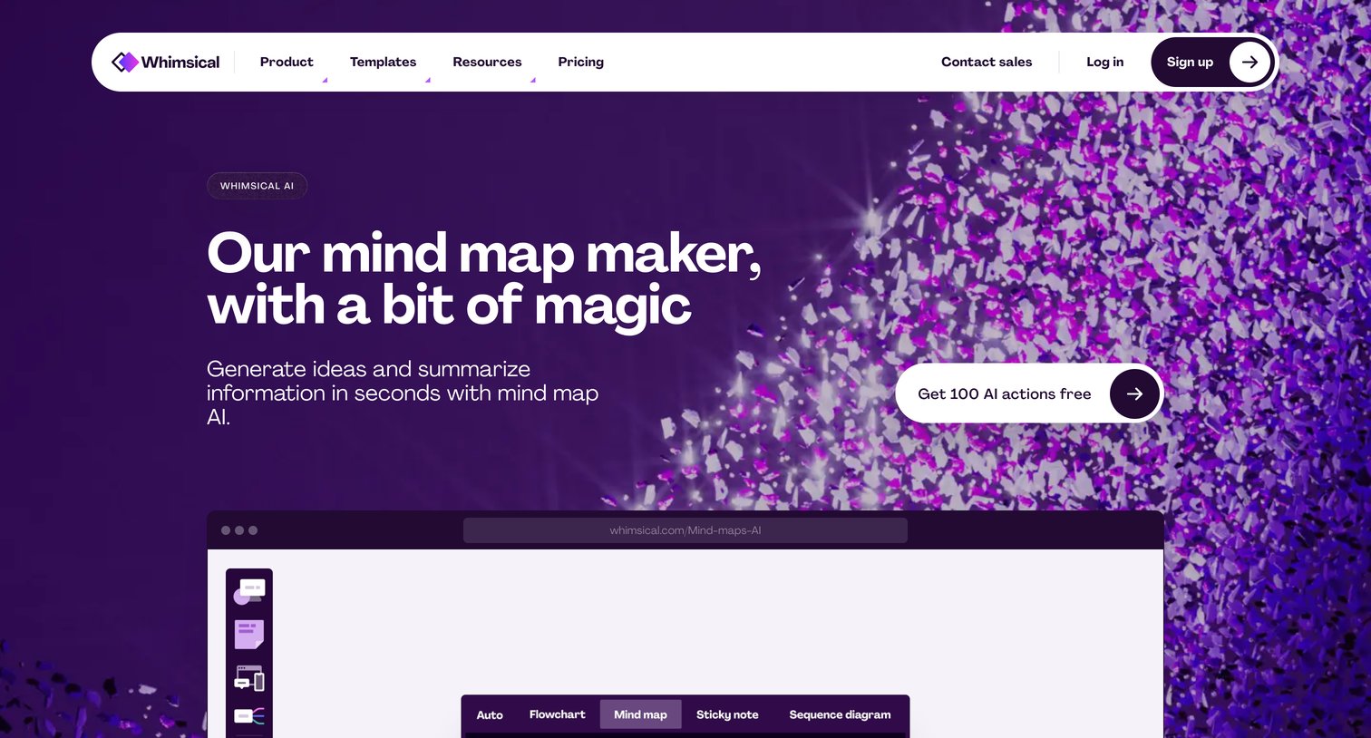 Whimsical - Mind map AI screen