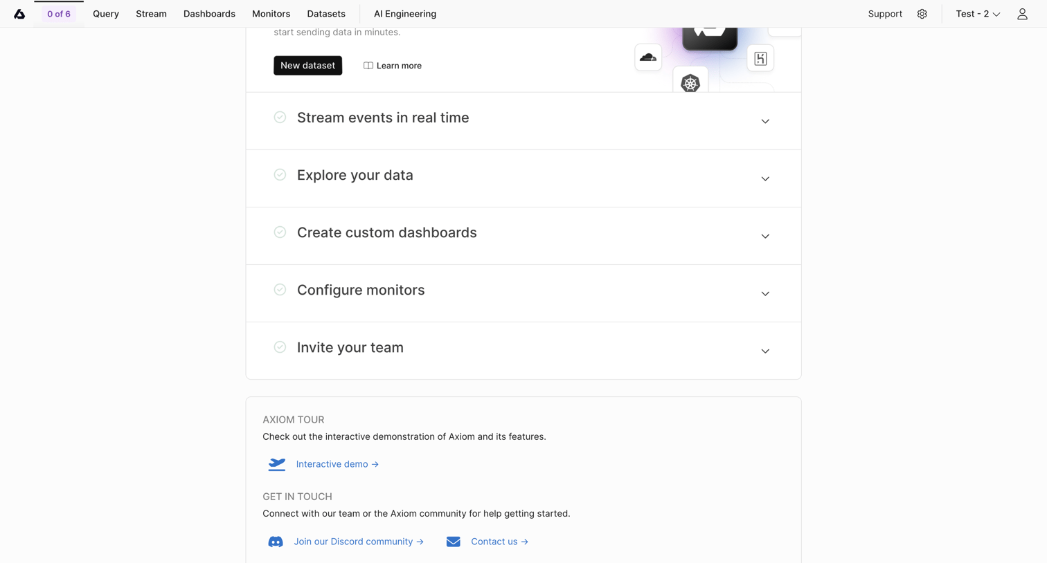 Axiom - Getting Started screen