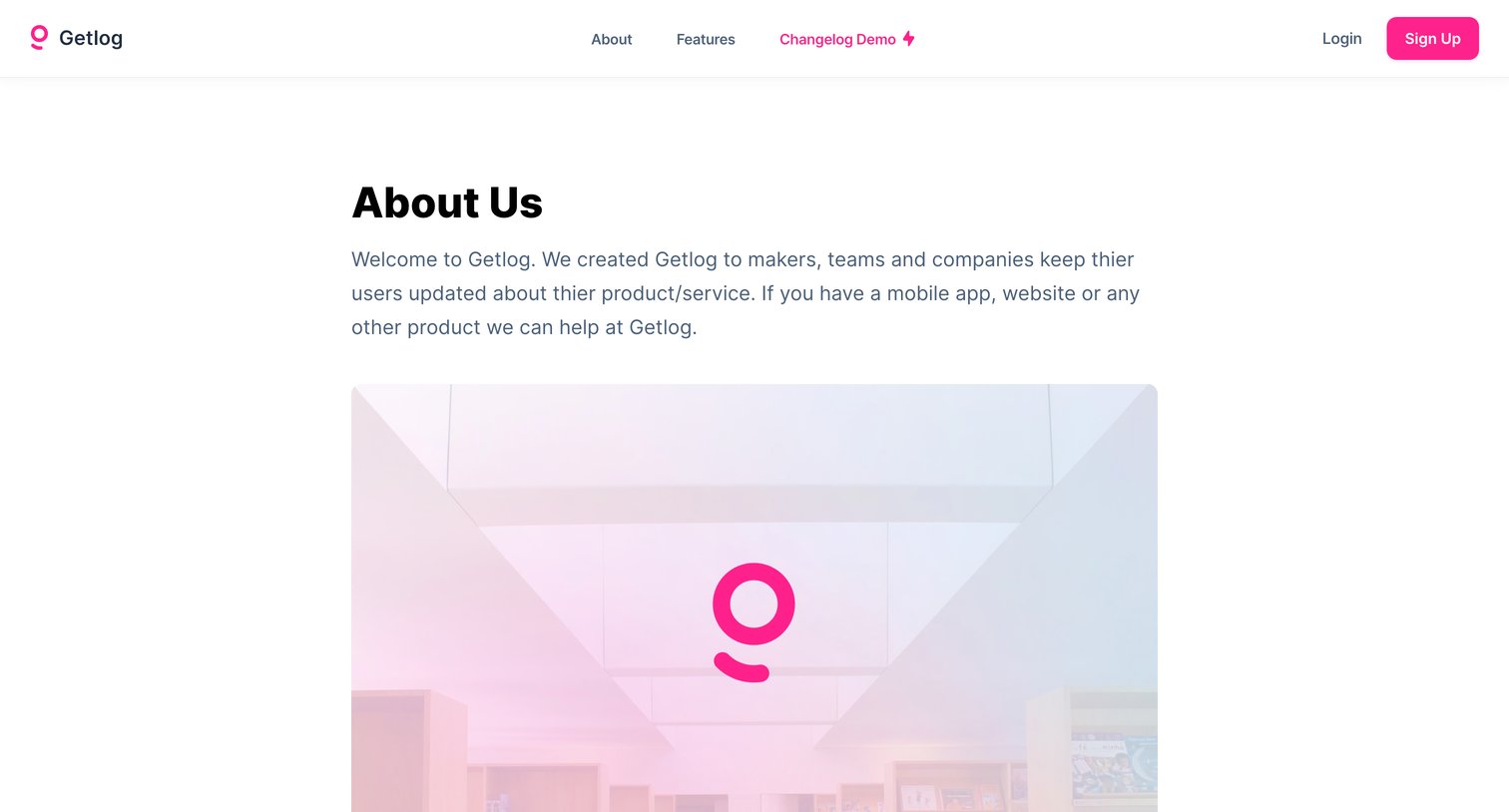 Getlog - Getlog - About us screen