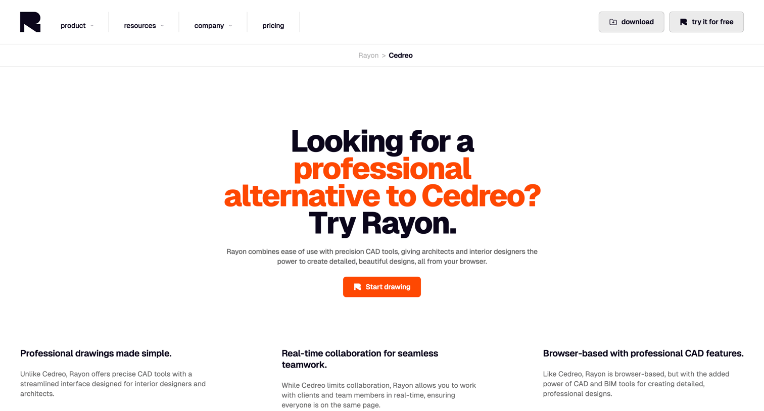 Rayon - Cedreo Alternative | Professional CAD Software for Architects Ray screen