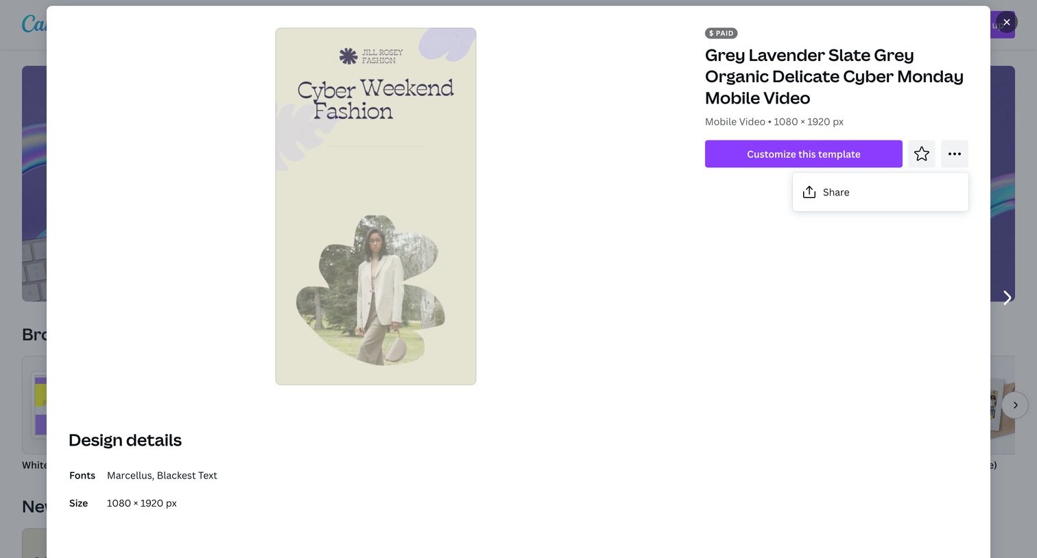 Canva - Grey Lavender Slate Grey Organic Delicate Cyber Monday Mobile Vid screen