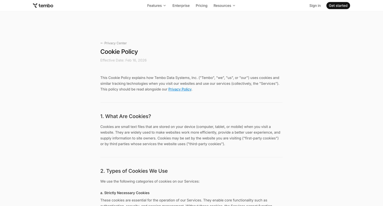 Cookie Policy – Tembo from Tembo