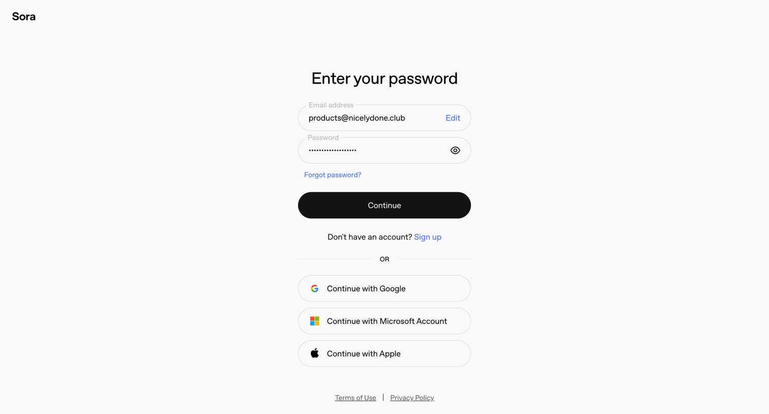 Sora - Login - OpenAI screen