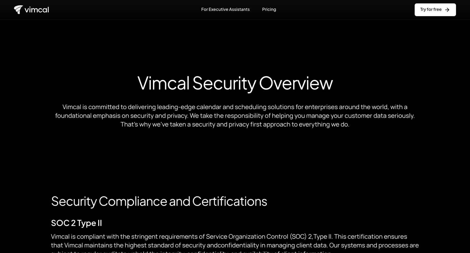 security · vimcal.com from Vimcal