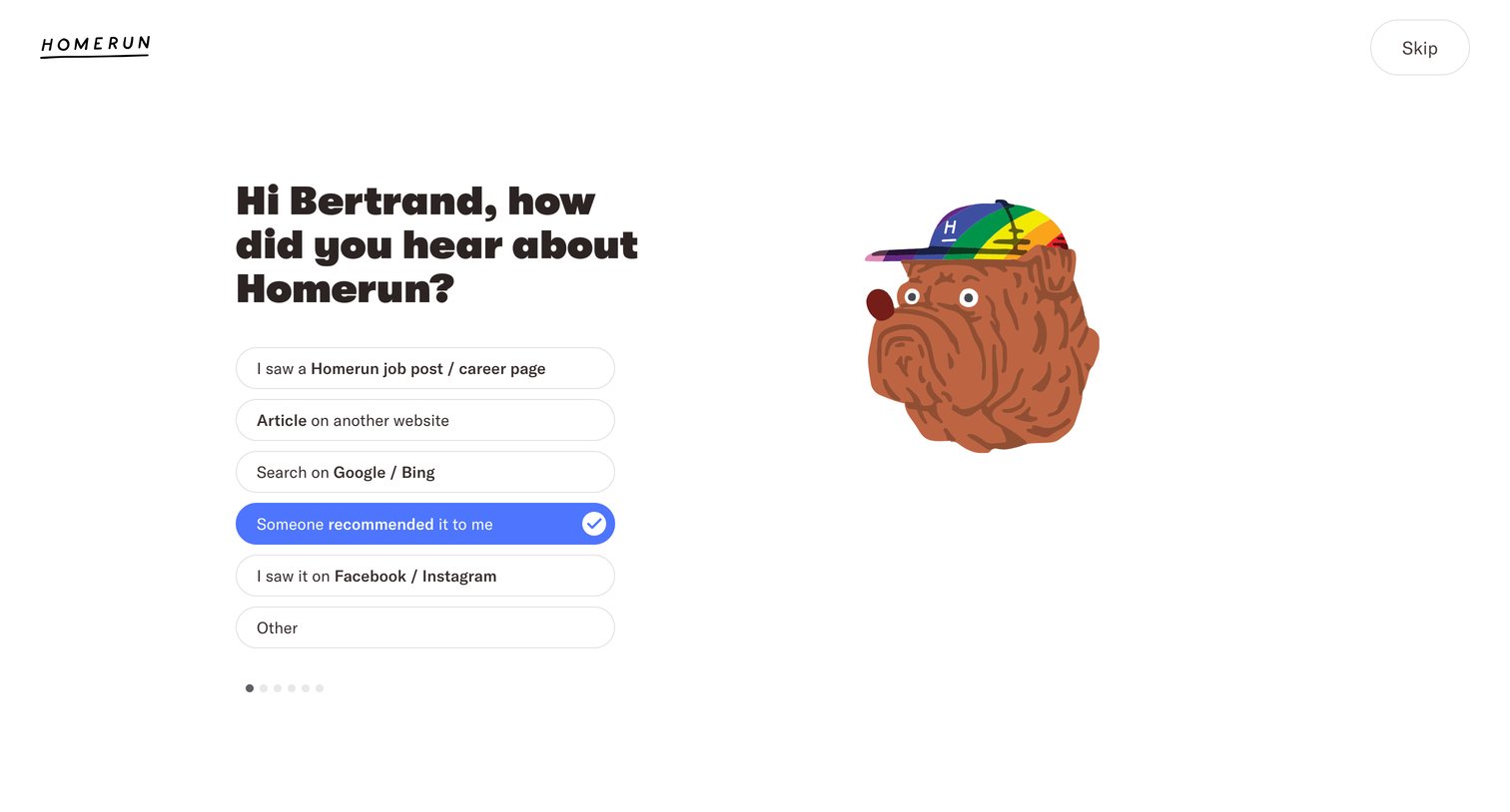 Homerun - Welcome · Homerun screen