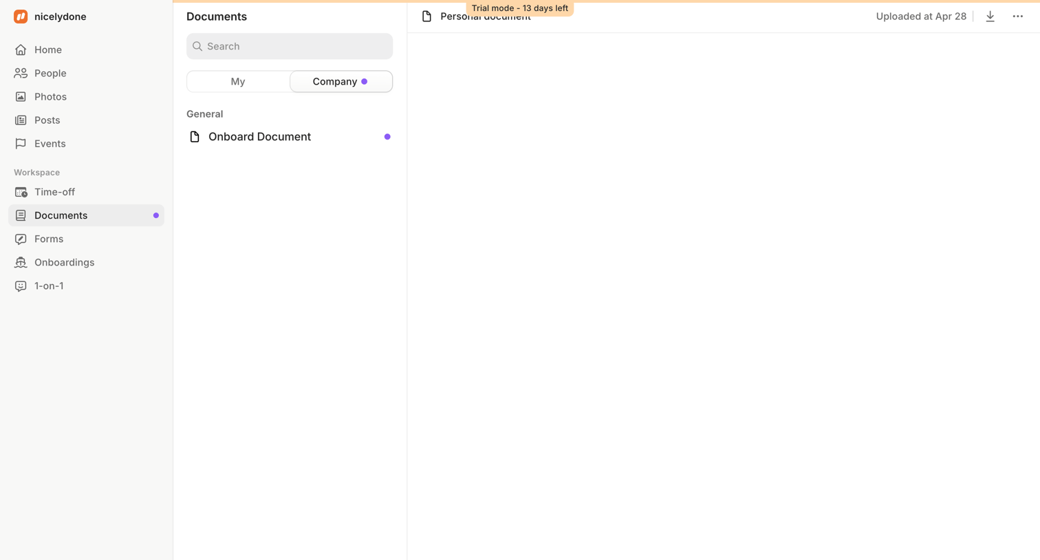 Aboard - Documents | Aboard screen