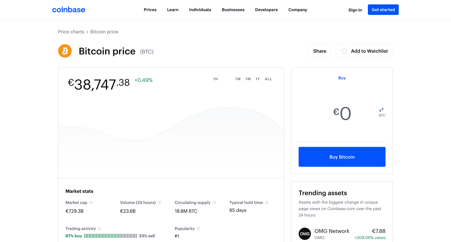 Coinbase - Bitcoin BTC Price, Charts, and News | Coinbase bitcoin price, btc screen