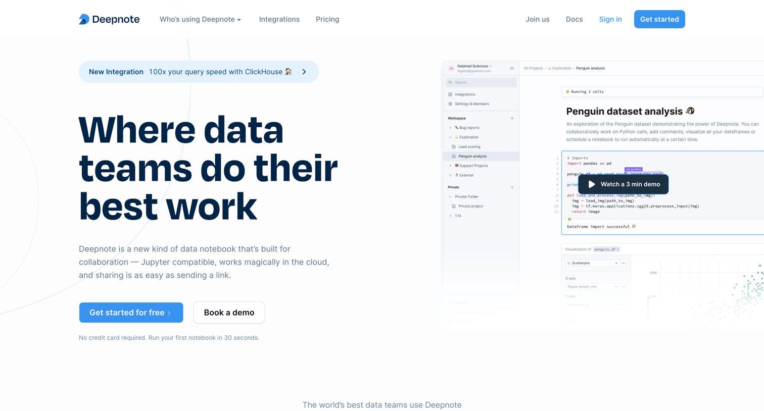 Deepnote - Deepnote - Data science notebook for teams screen