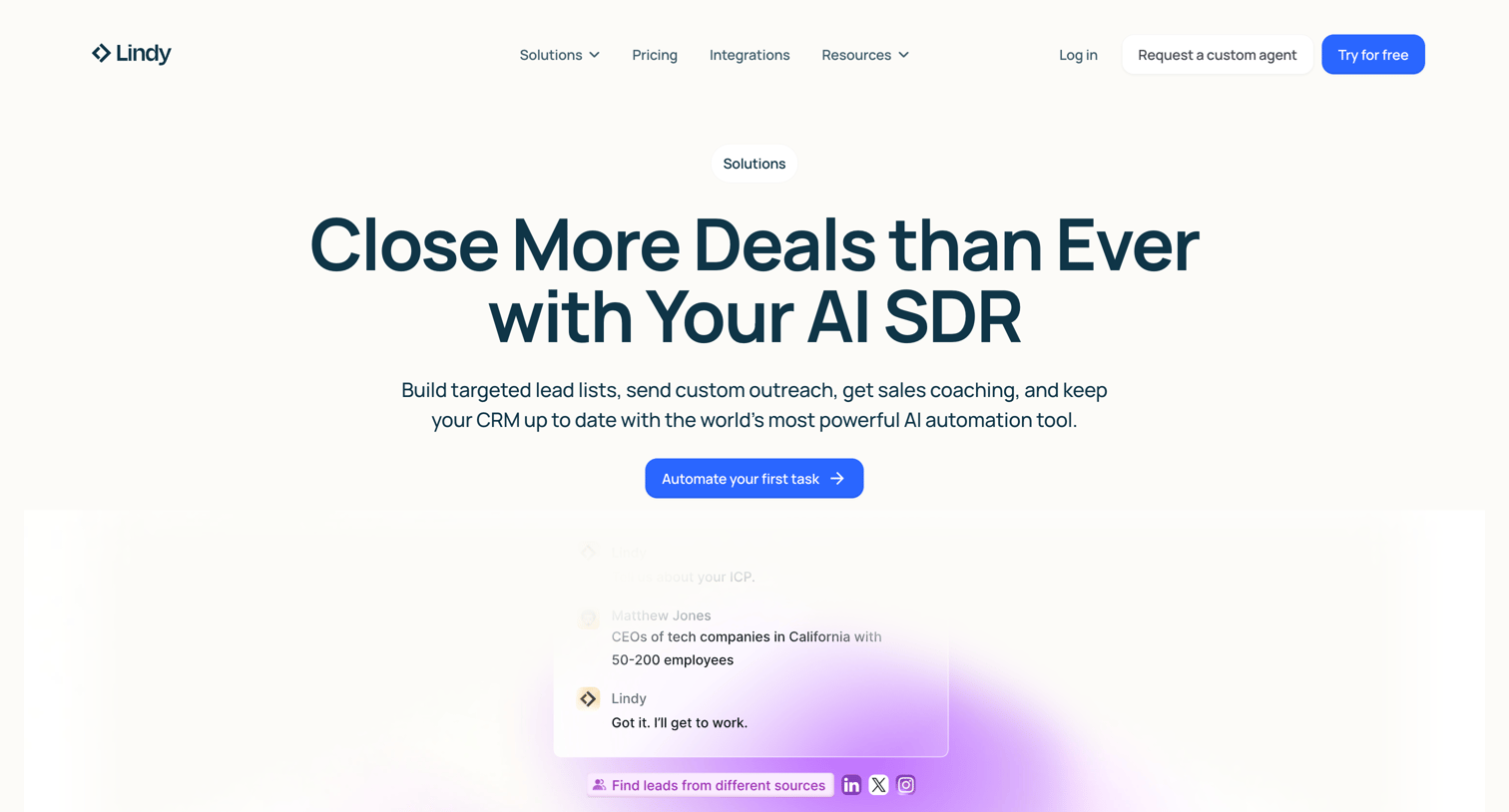 Lindy - AI Sales - Lindy screen