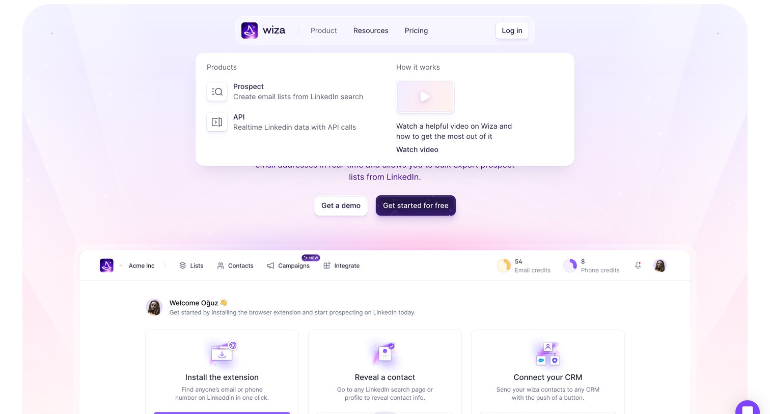 Wiza - Email Finder for LinkedIn - B2B Database - Wiza screen