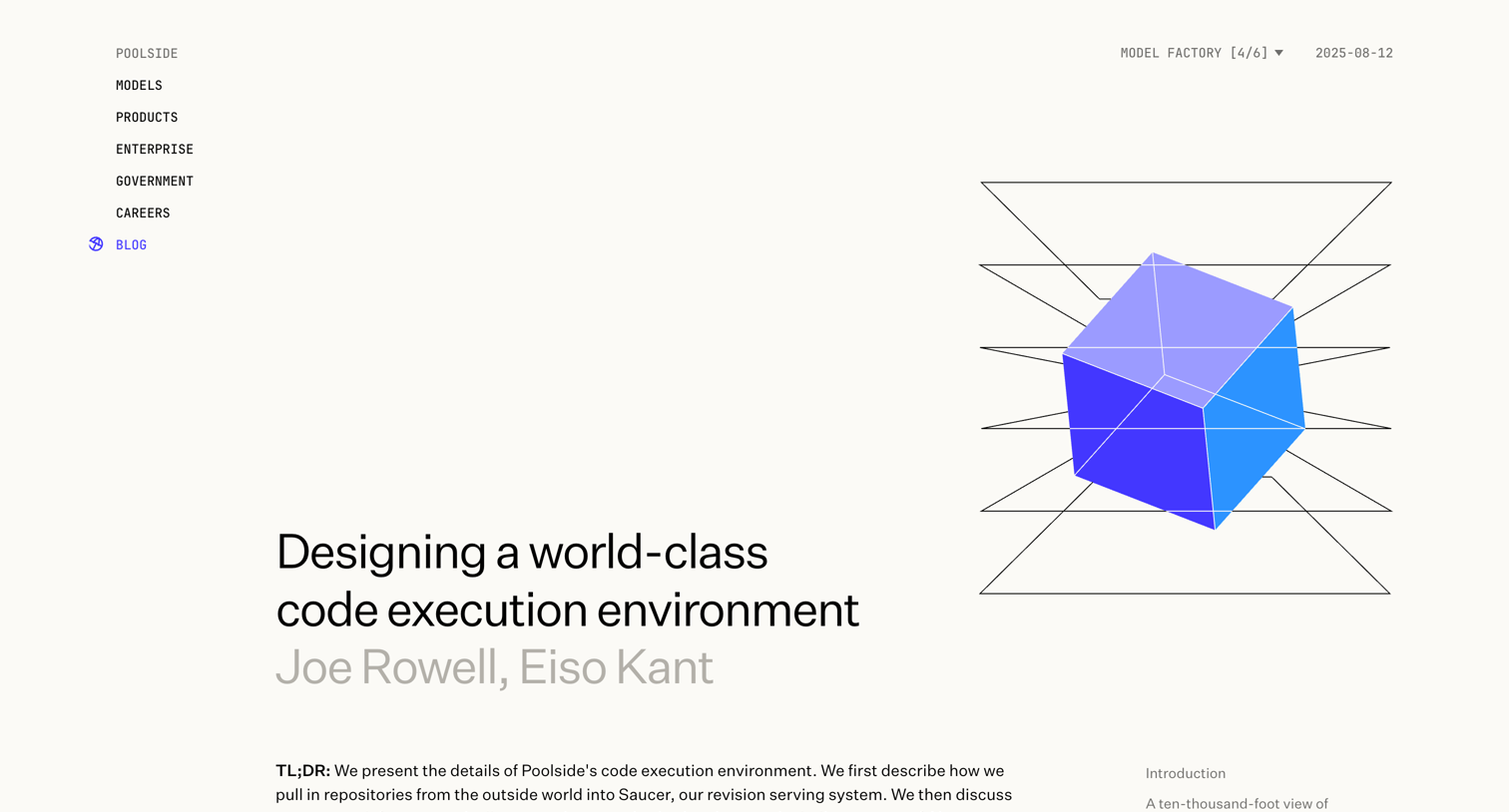 Poolside - Designing a world-class code execution environment — Poolside screen