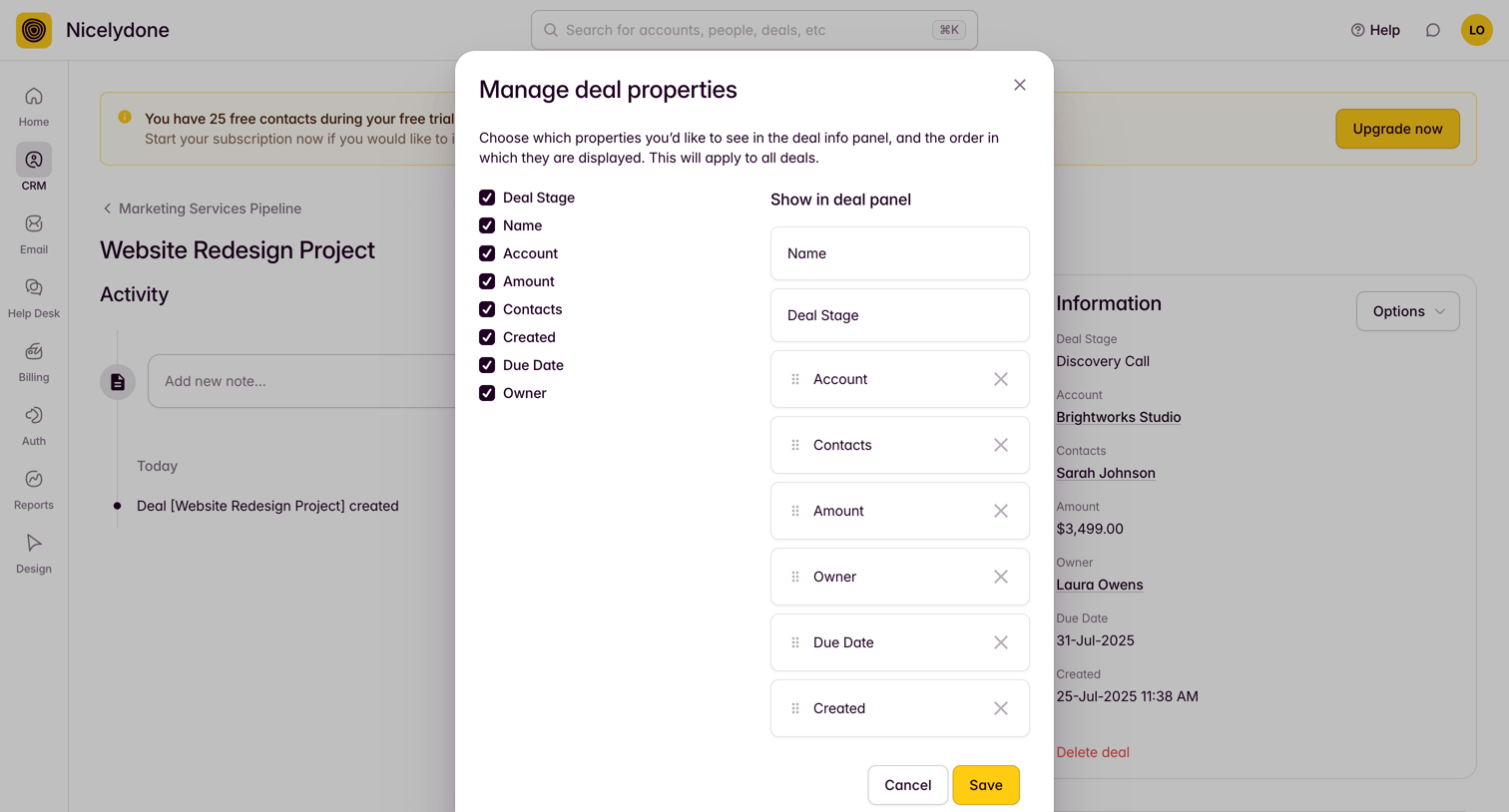 Outseta - View Deal screen