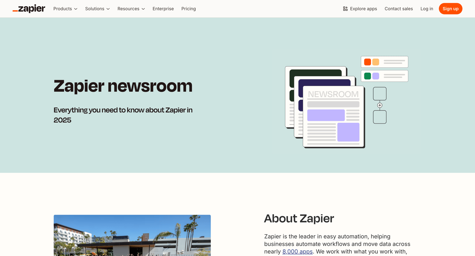 Zapier - Zapier newsroom screen