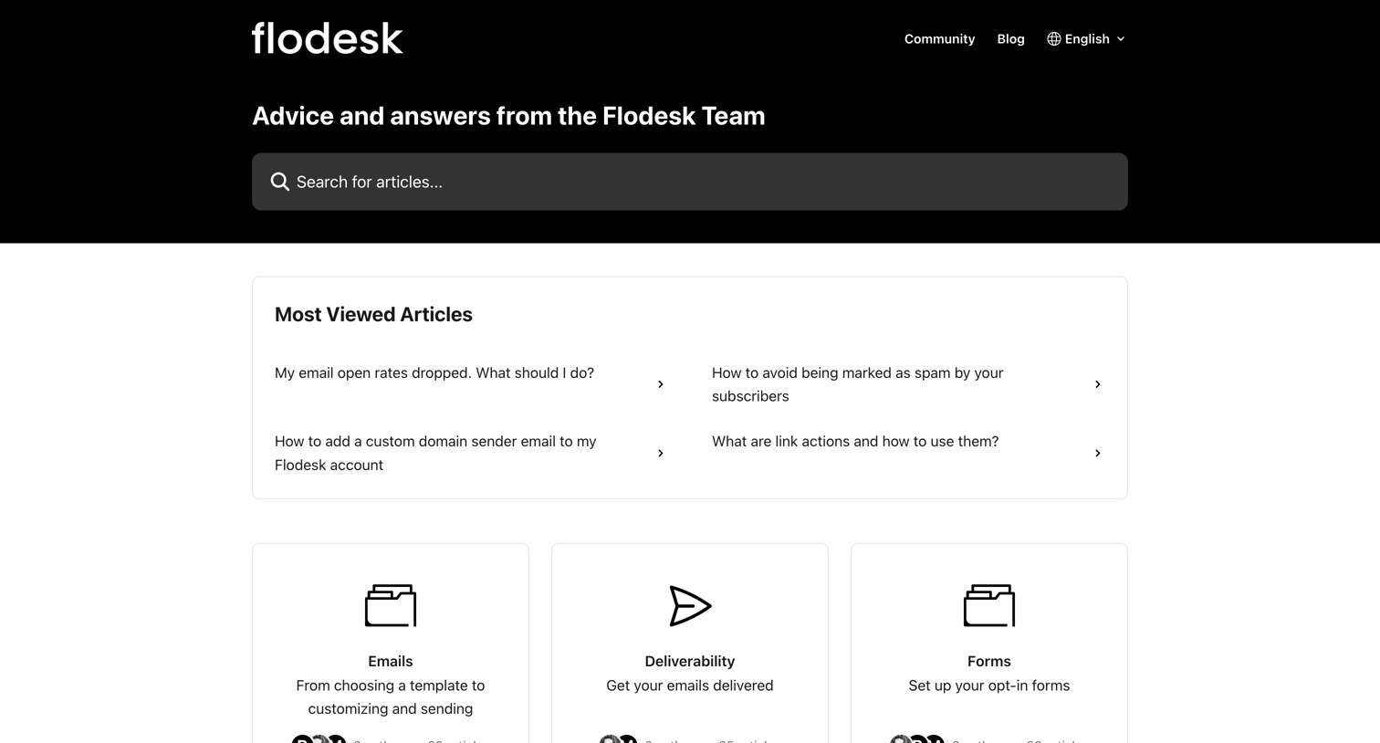 Flodesk - Flodesk Help Center screen