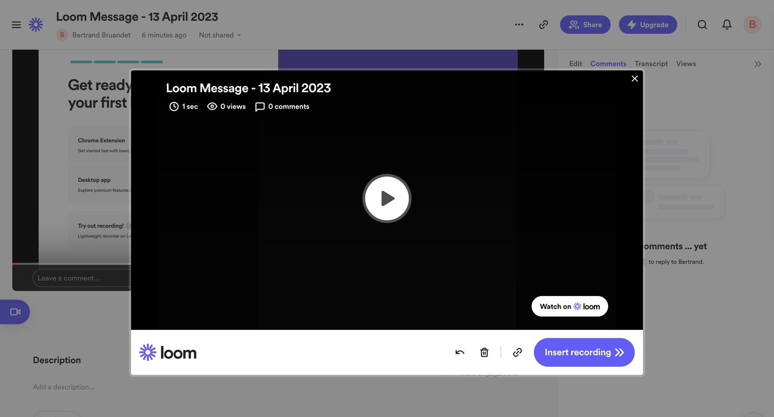 Loom Message - 13 April 2023 from Loom