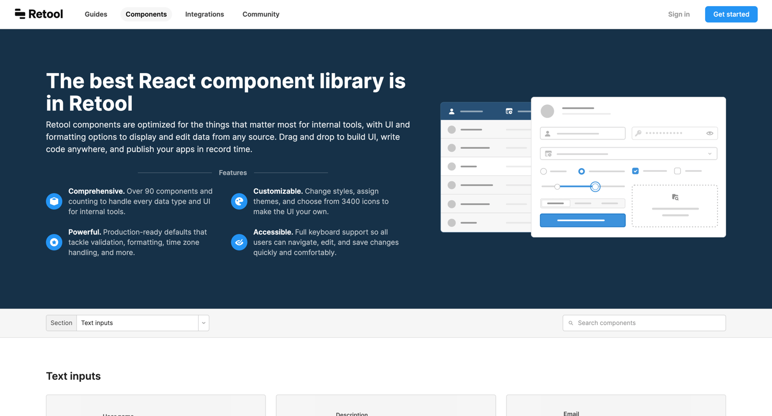 Retool - Retool Component Library The best React component library is in R screen