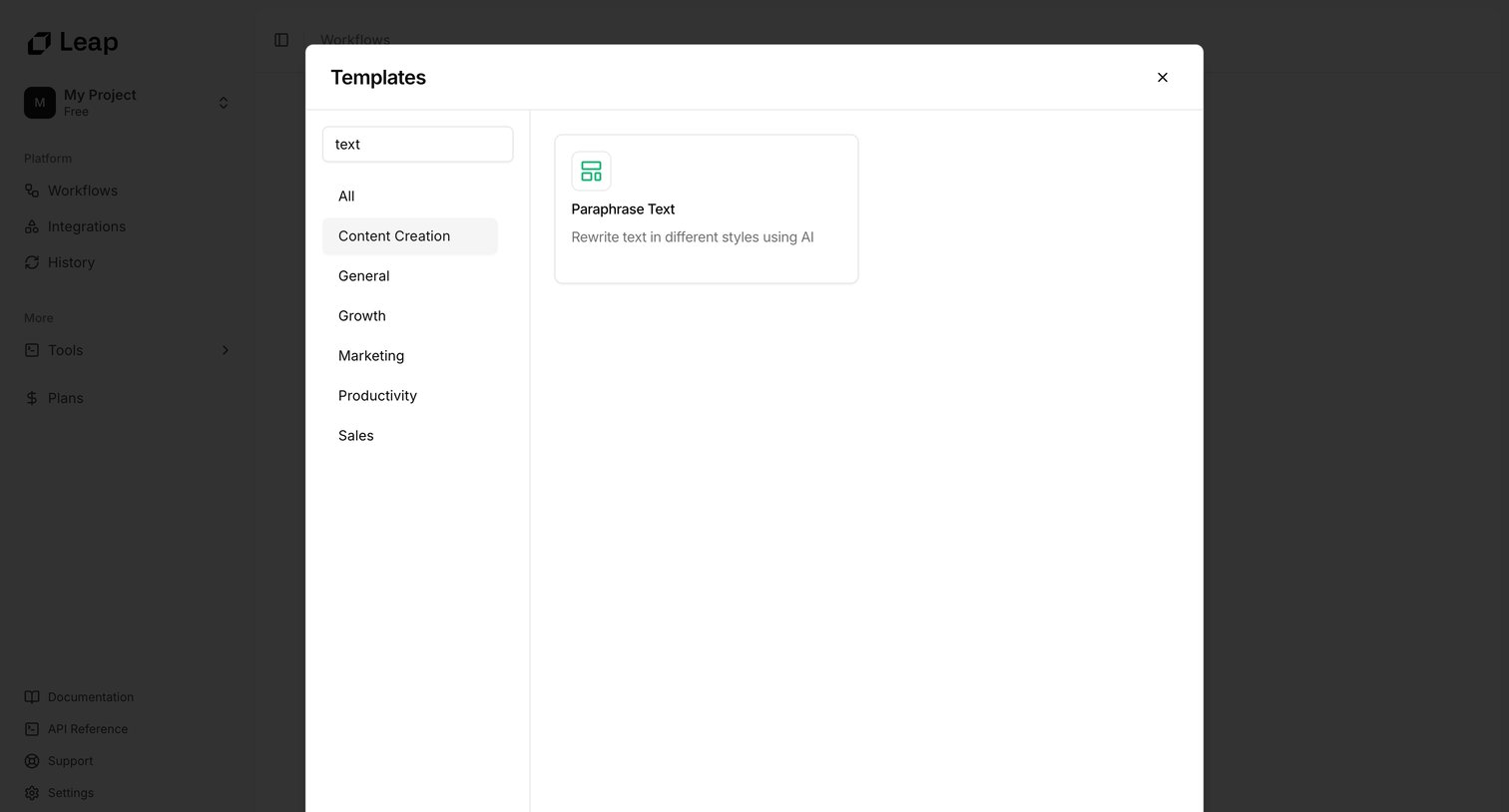Leap - Leap AI | Automate any workflow with AI screen