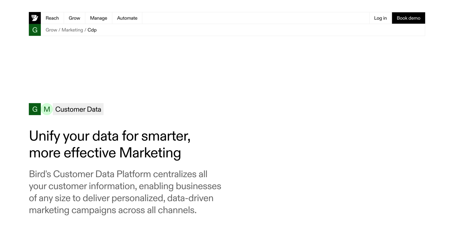 Bird - Customer Data Platform (CDP) & Audience Management  Bird CRM screen