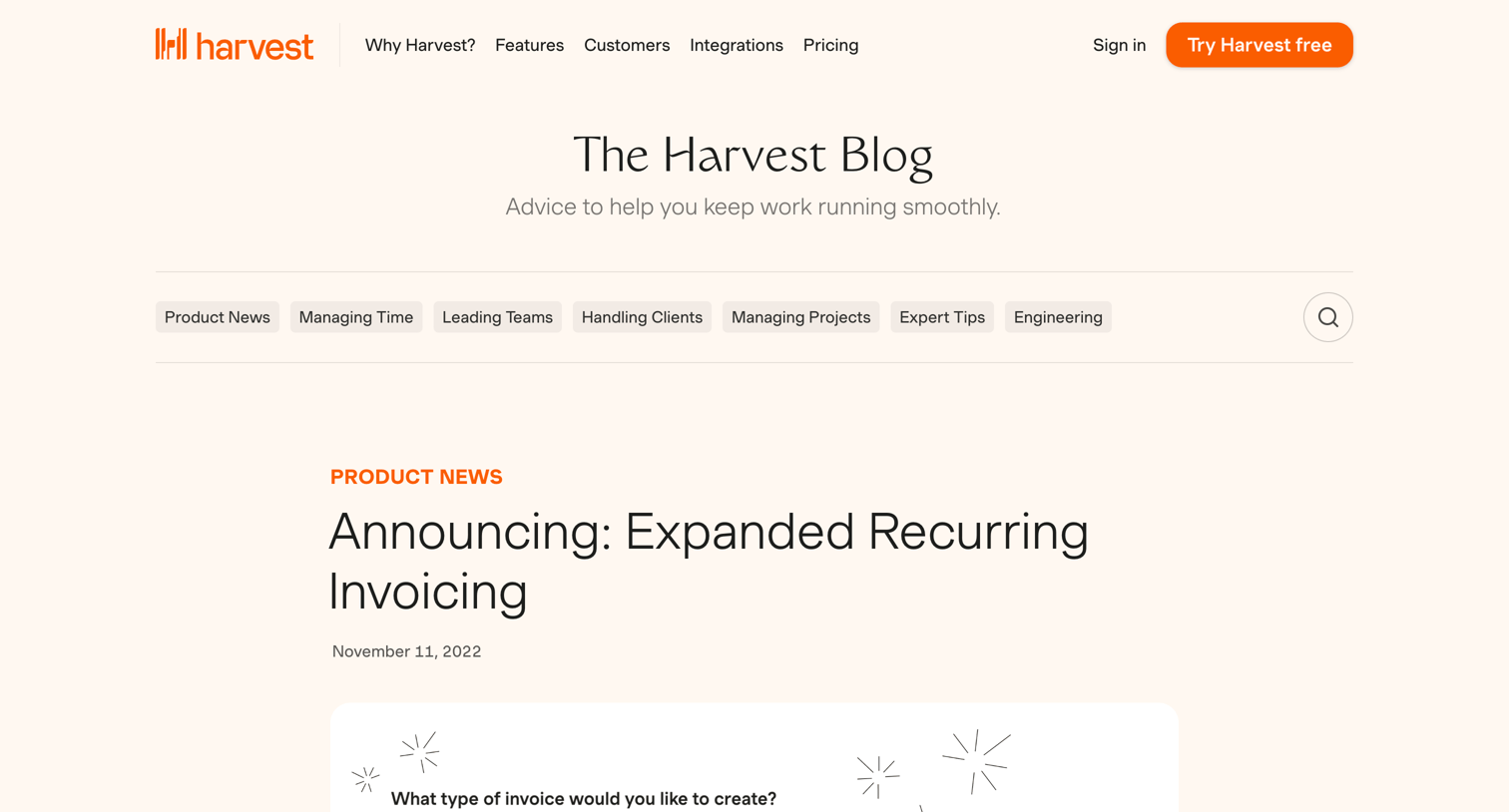 Harvest - Announcing Expanded Recurring Invoicing screen