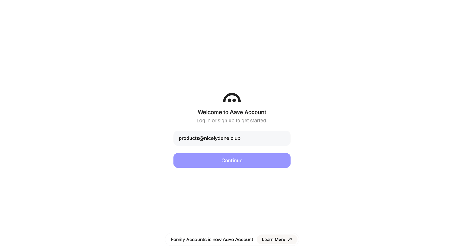 Family - Aave Account screen