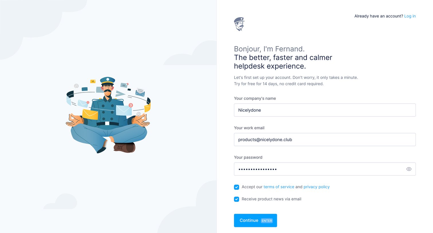 Fernand - Create your account — Fernand screen