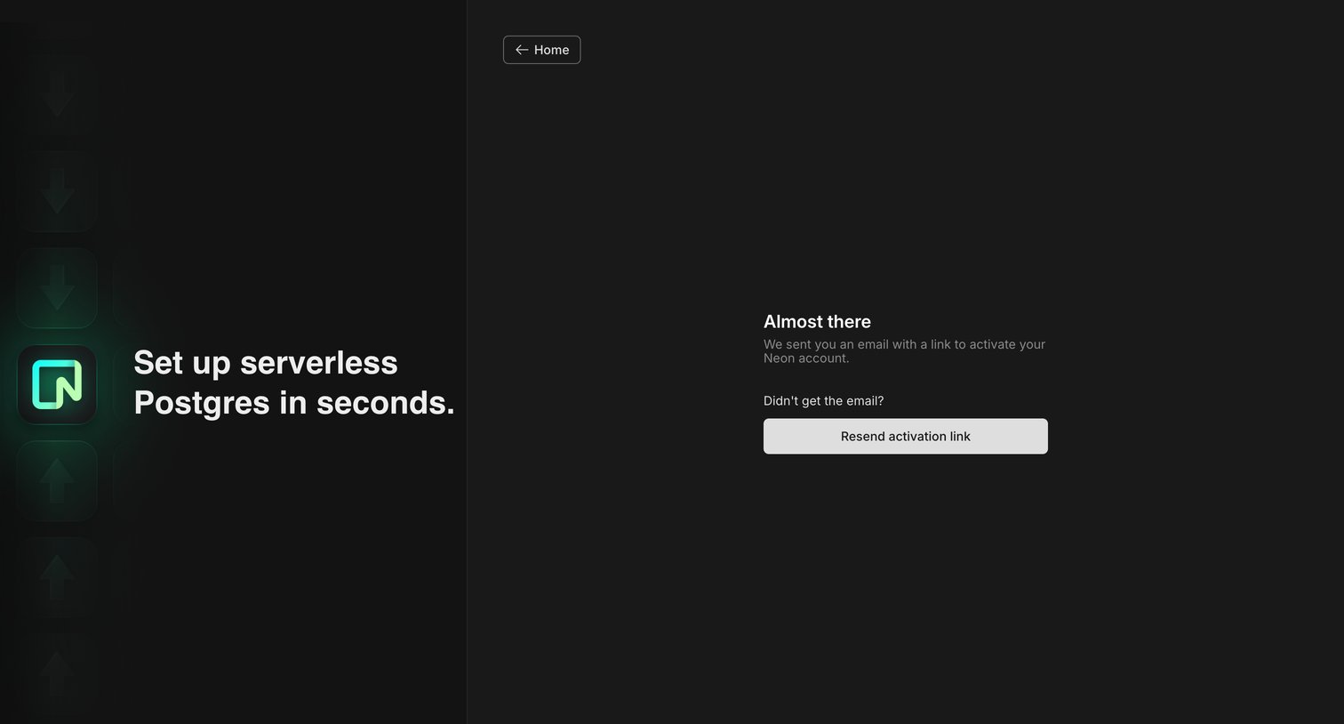 Neon - Email Verification screen