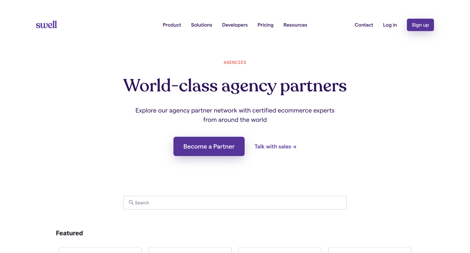 Swell - Find the right Swell Agency screen