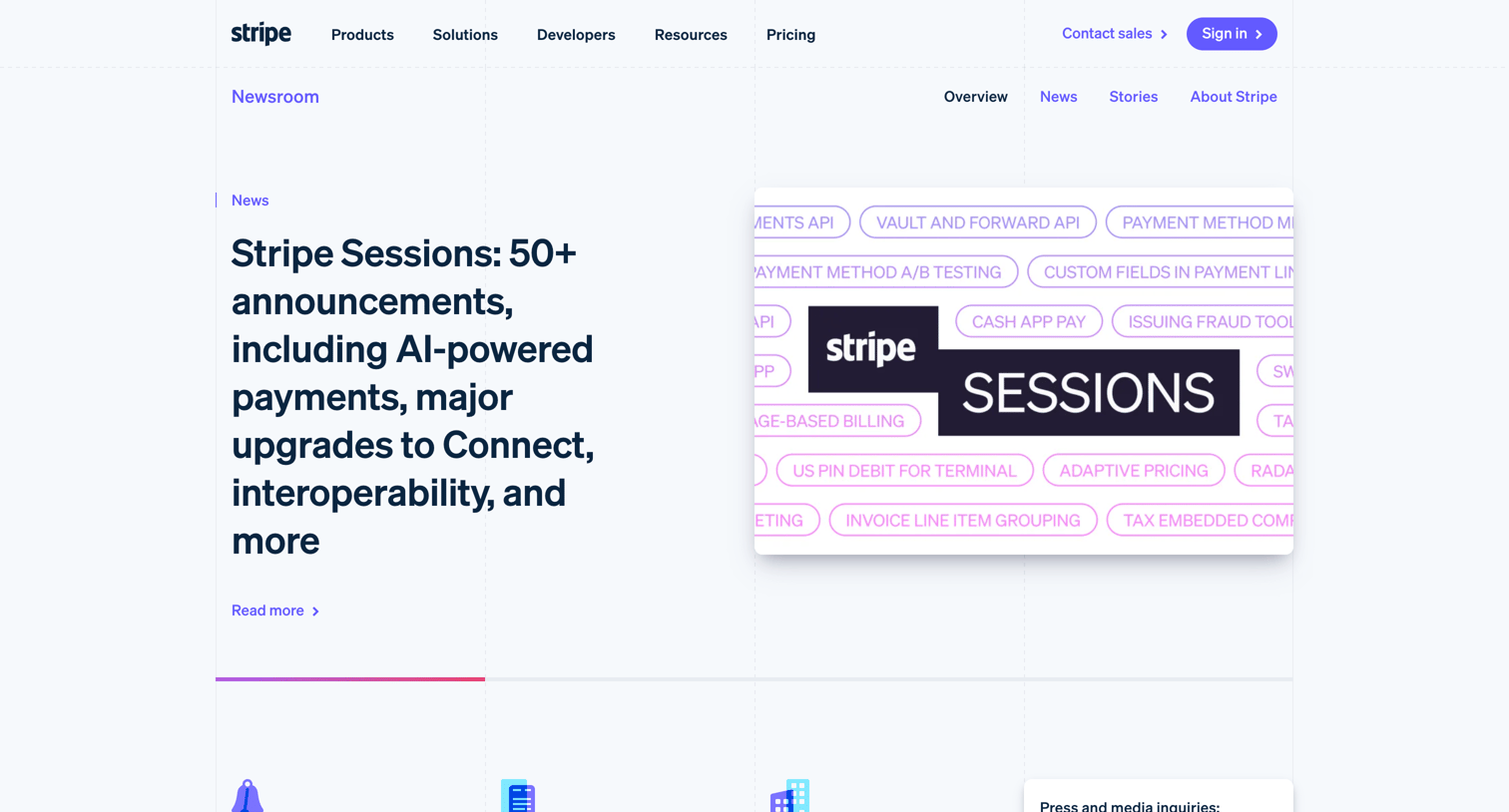 Stripe - Stripe Newsroom The Latest News | Announcements screen