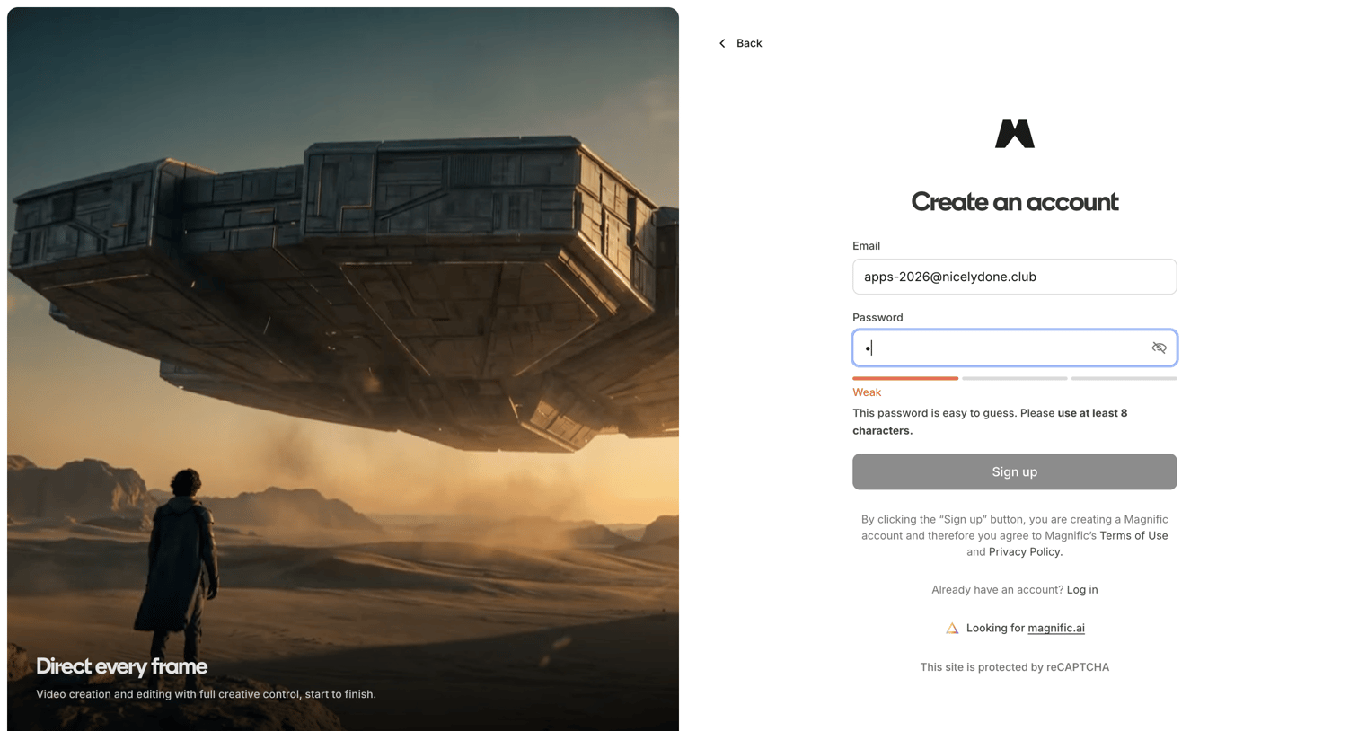 Magnific - magnific.com/sign-up?client_id=magnific&lang=en&cb_url=https://www.magnific.com/user/me screen