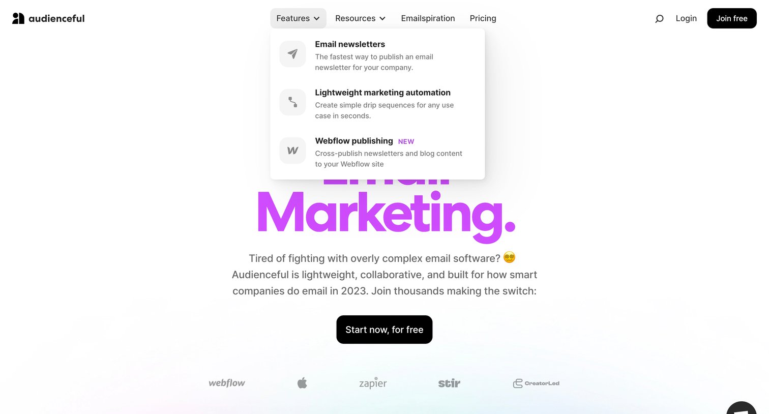 Audienceful - Audienceful Minimal Email Marketing screen