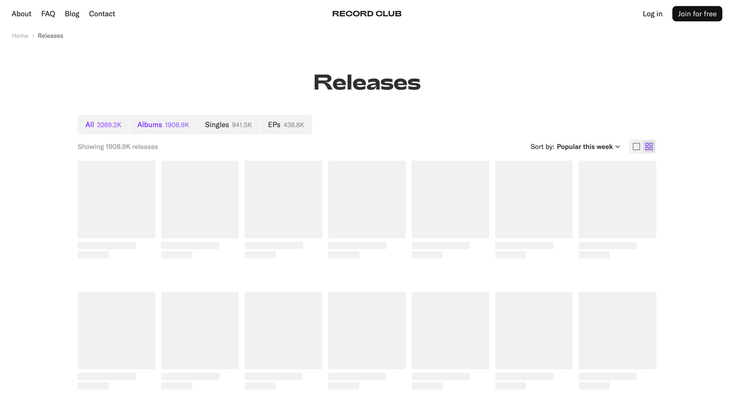 Record club - Releases – Record Club screen