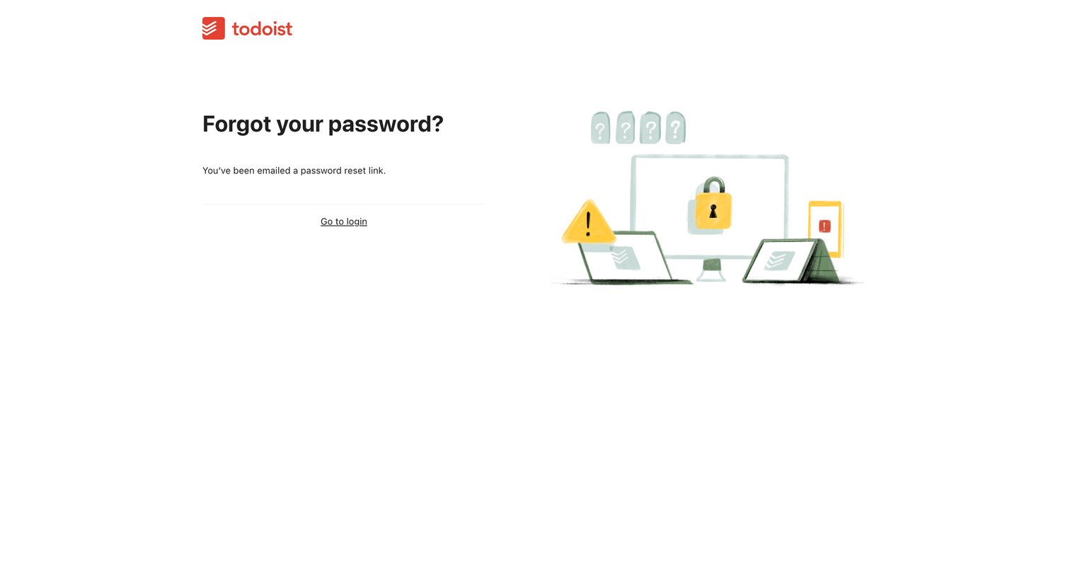 Todoist - Cant sign in Forgot your password screen
