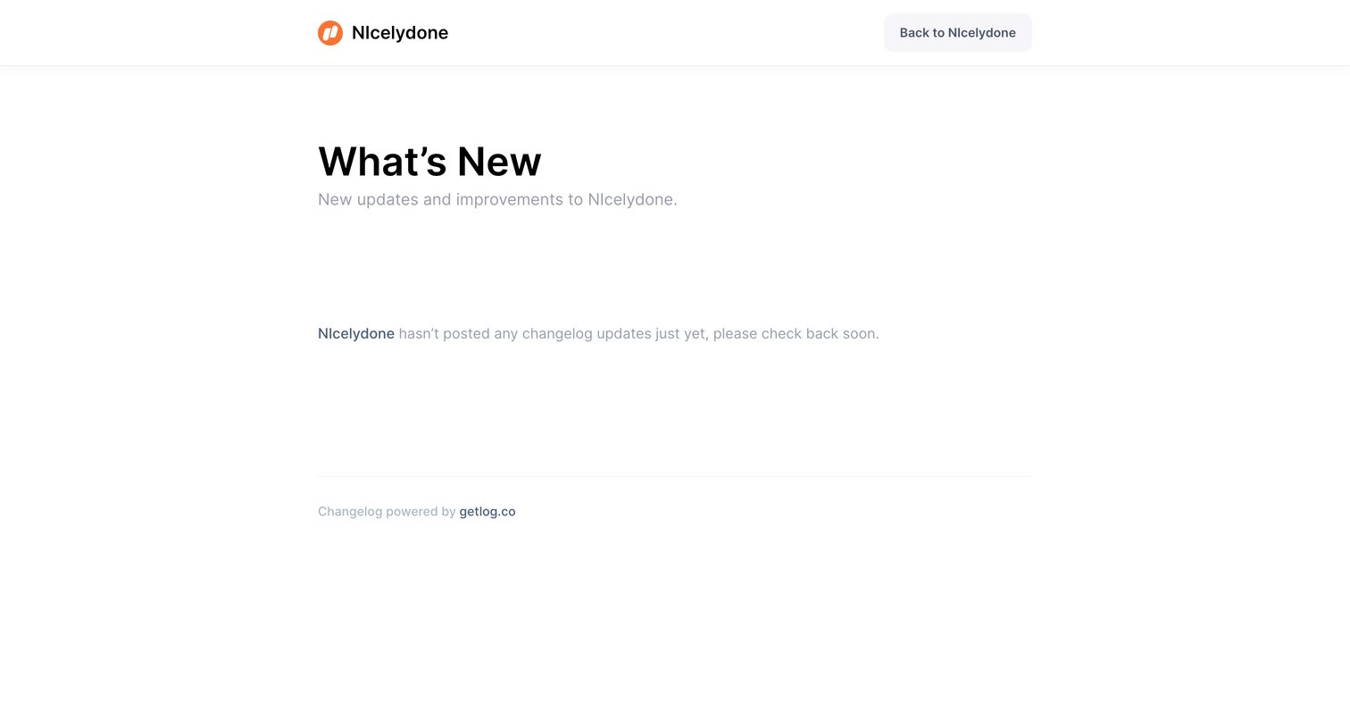 Getlog - NIcelydone Changelog screen