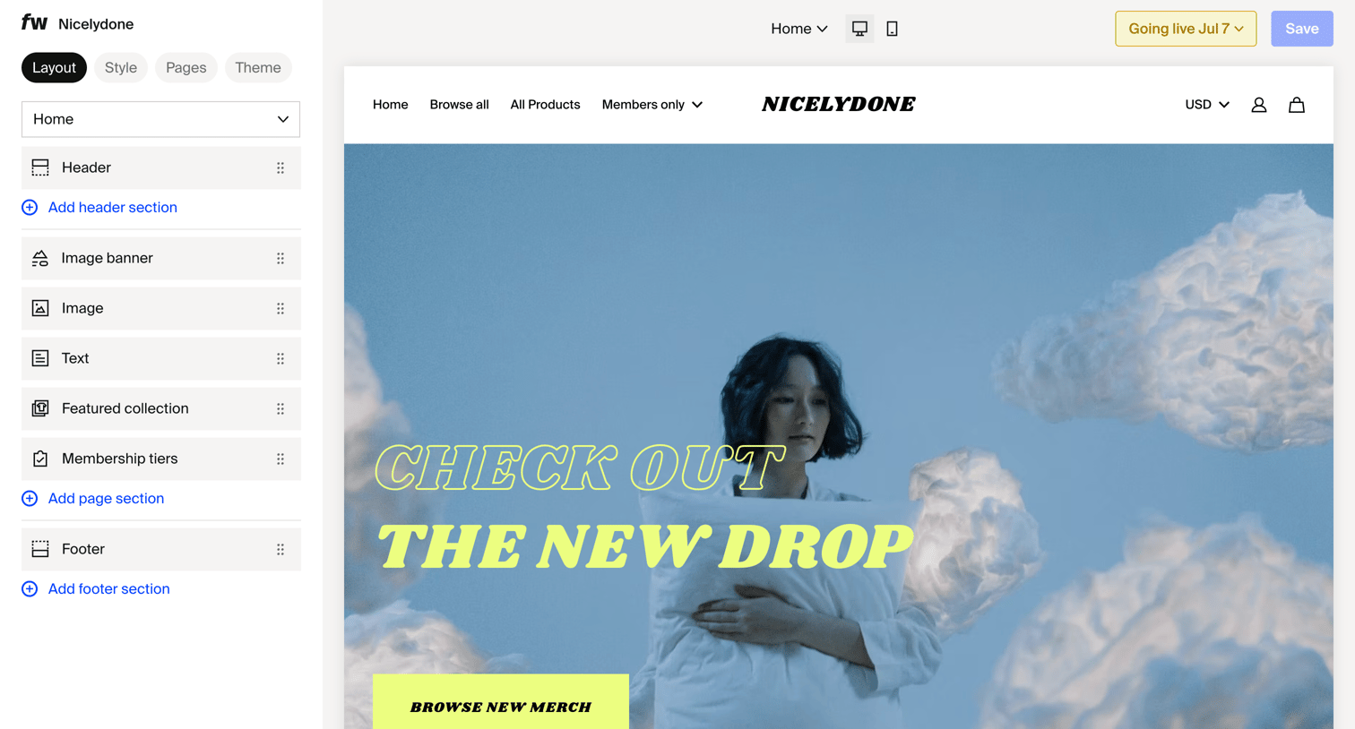 Fourthwall - Site design – Dashboard screen
