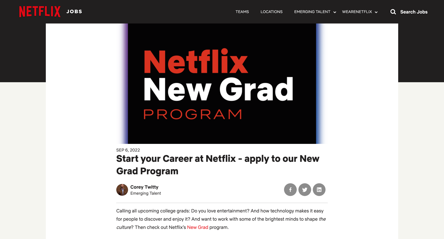 Netflix - Netflix Jobs screen