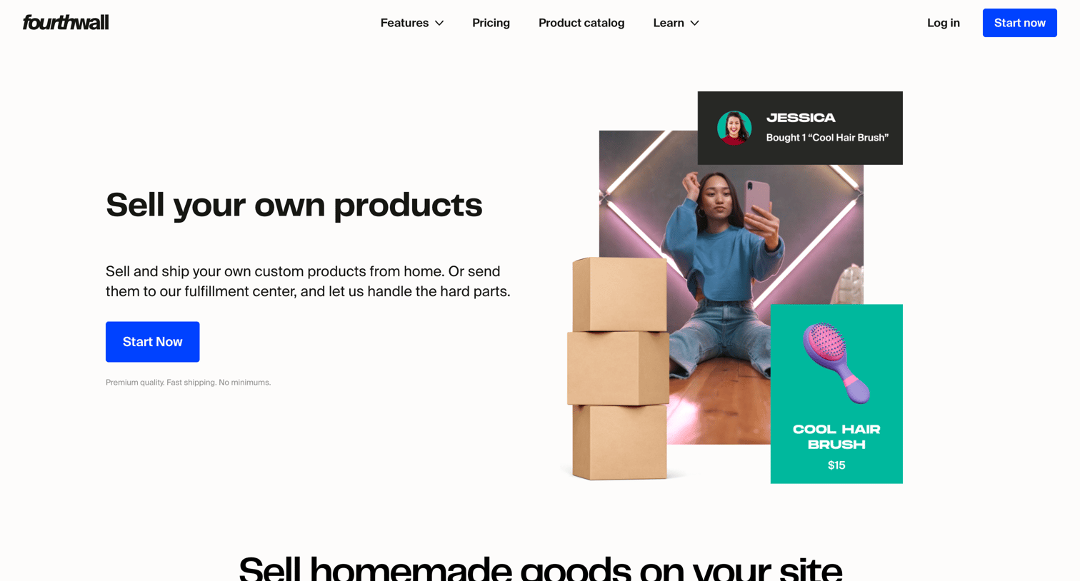 Fourthwall - Sell your own products screen