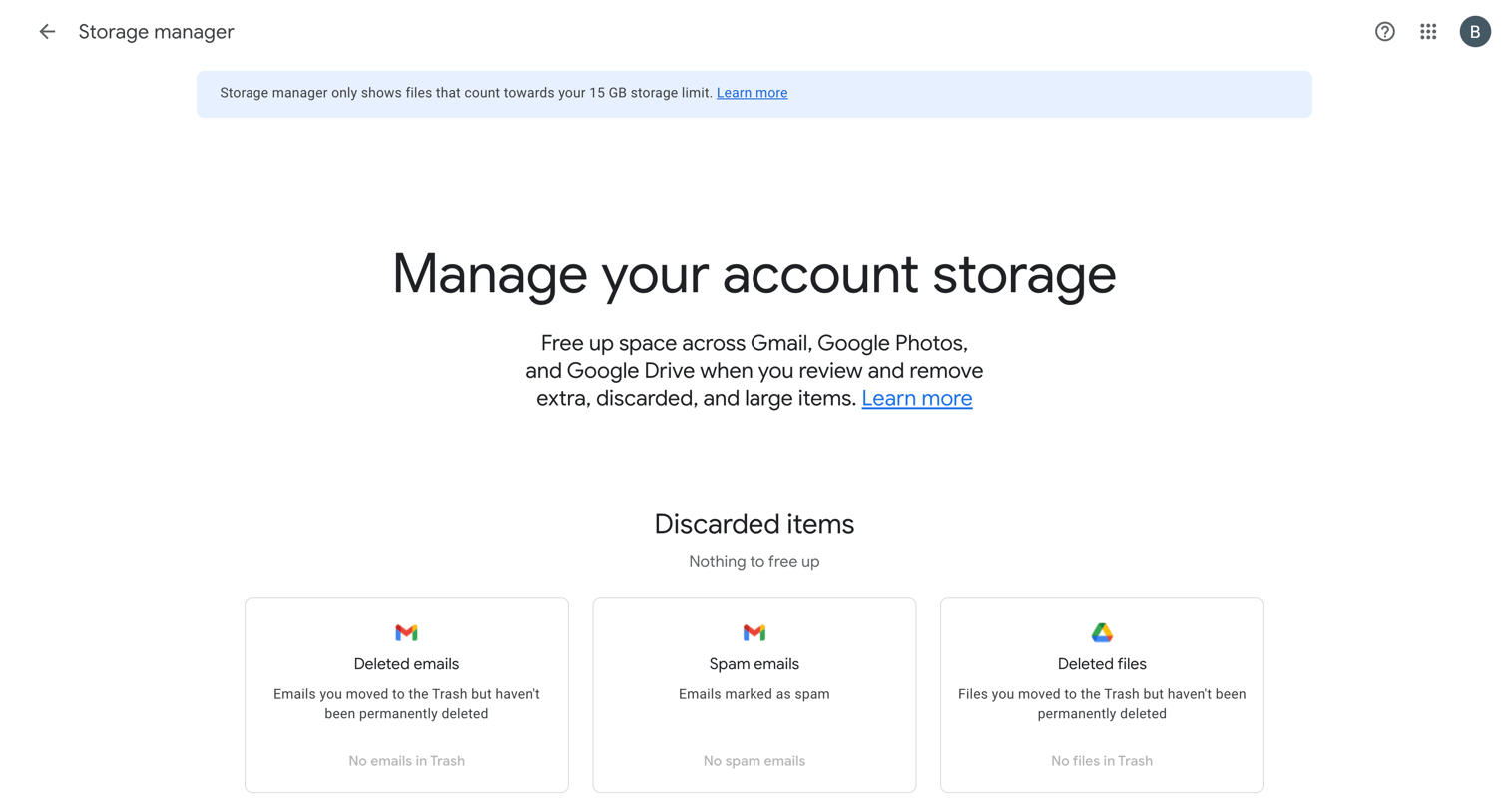 Google One - Google One Storage Management screen