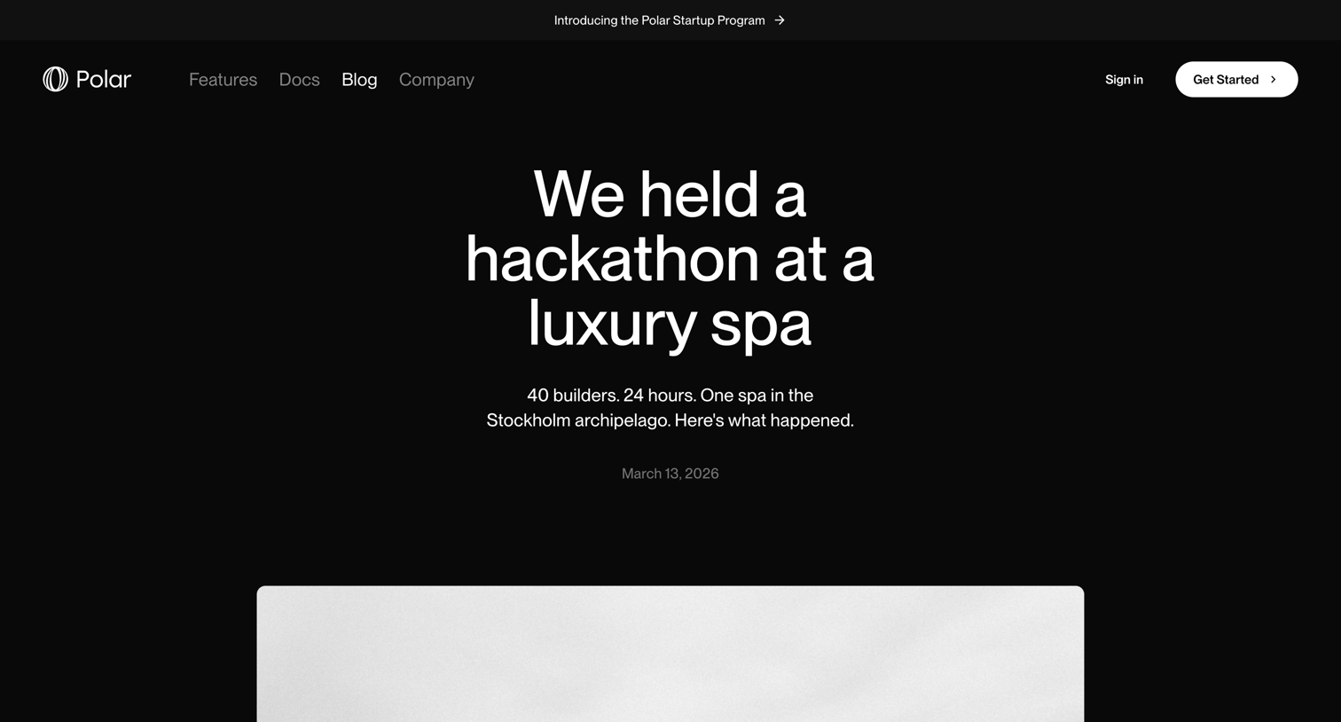 Polar - We held a hackathon at a luxury spa | Polar screen