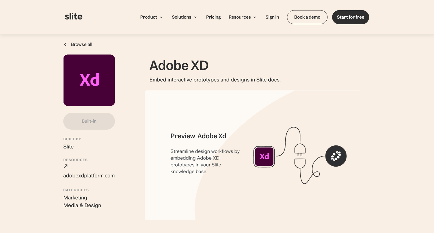 Slite - Adobe XD Integration Connect Your Apps with Slite screen