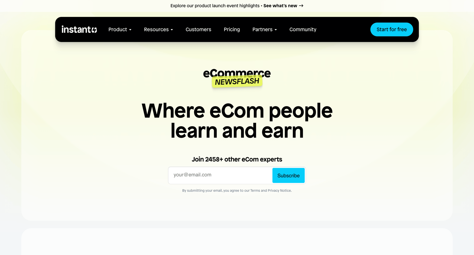 Instant - Newsflash Newsletter | Where Ecom People Learn  Earn  Instant screen
