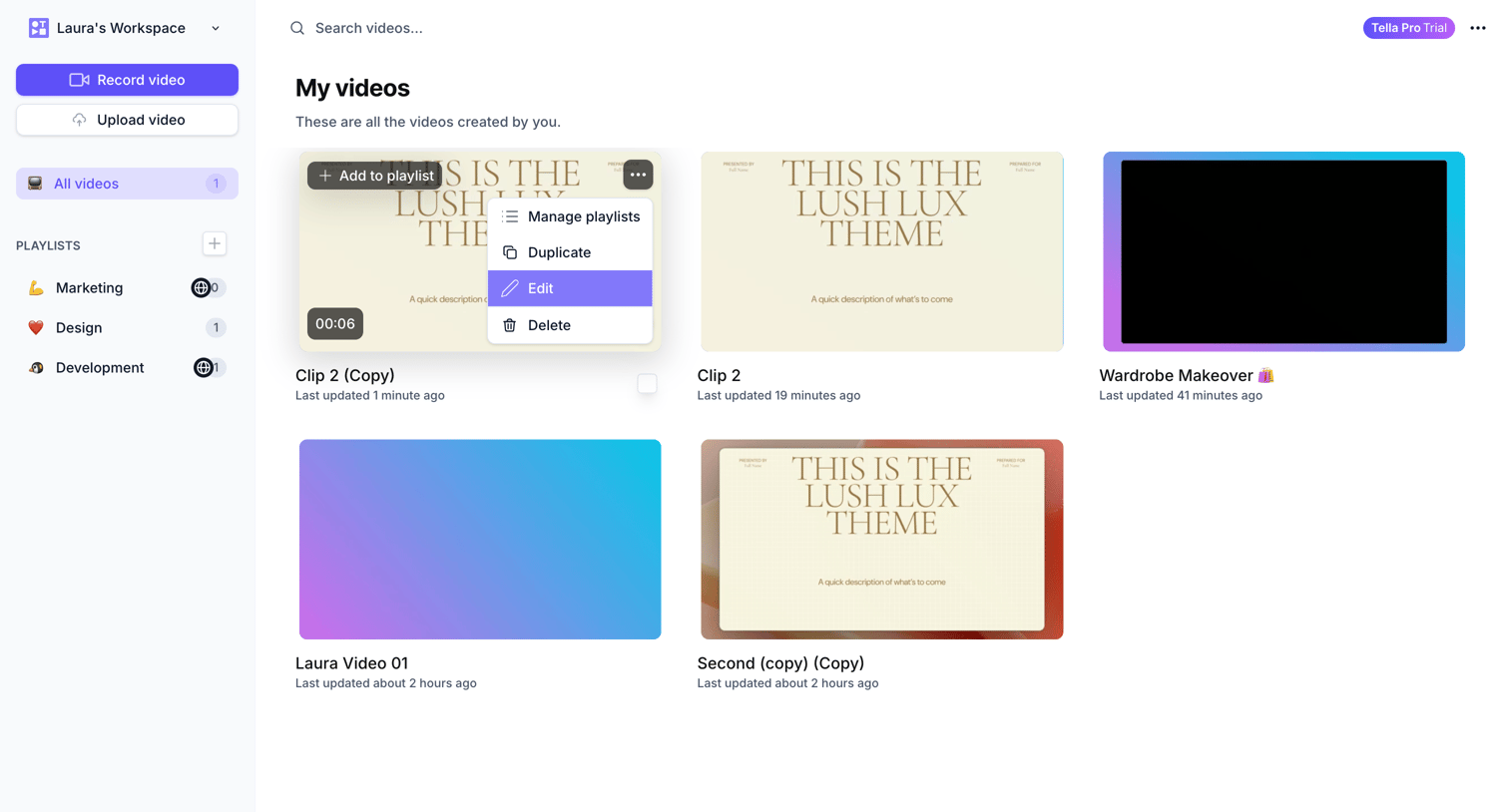 Tella - Tella — Video recording for work screen